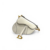 Dior Mini Saddle Bag Grained Calfskin White