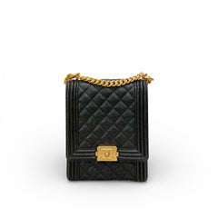 Chanel Vertical Boy Bag Caviar Black