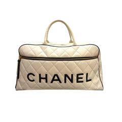 Chanel Vintage Sports Line Boston Travel Bag White