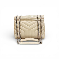 YSL Saint Laurent Small Loulou Bag Calfskin Cream