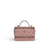 Chanel Top Handle Vanity Case Calfskin Pink