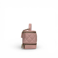 Chanel Top Handle Vanity Case Calfskin Pink