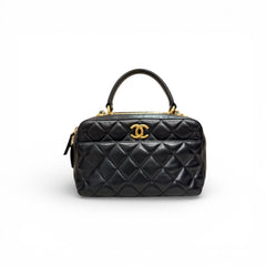 Chanel Trendy CC Top Handle Bowling Bag Lambskin Black