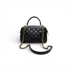 Chanel Trendy CC Top Handle Bowling Bag Lambskin Black