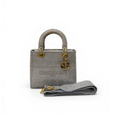 Dior Medium Lady D-Lite Bag Cannage Embroidery Grey