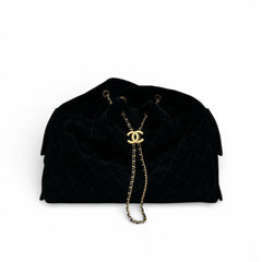 Chanel Large 25 Bag Suede Calfskin Black