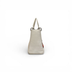 Dior Medium Lady Dior Bag Embossed Calfskin White