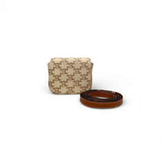 Celine Mini Claude Bag Triomphe Canvas / Calfskin White