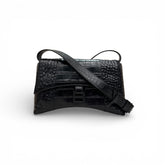 Balenciaga Small Downtown Bag Croc Embossed Calfskin Black