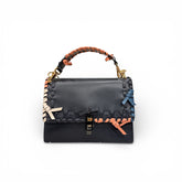 Fendi Kan I Bag Whipstitched Calfskin Navy