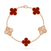 Van Cleef & Arpels Vintage Alhambra Bracelet, 5 Motifs, Rose Gold/Carnelian, Rose Gold