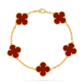 Van Cleef & Arpels Vintage Alhambra Bracelet, 5 Motifs, Carnelian, Yellow Gold