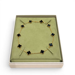 Van Cleef & Arpels Vintage Alhambra Necklace, 10 Motifs, Onyx, Yellow Gold
