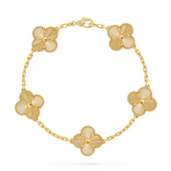 Van Cleef & Arpels Vintage Alhambra Bracelet, 5 Motifs, 18k Yellow Gold