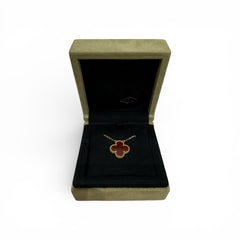 Van Cleef & Arpels Vintage Alhambra Pendant, Carnelian, Yellow Gold