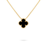 Van Cleef & Arpels Vintage Alhambra Pendant, Onyx, Yellow Gold