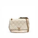 Chanel Letter Charms Flap Bag Lambskin White