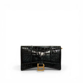 Balenciaga Hourglass Wallet on Chain Embossed Calfskin Black