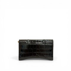 Balenciaga Hourglass Wallet on Chain Embossed Calfskin Black
