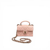 Chanel Mini Top Handle Flap Bag Caviar Pink