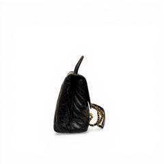 Chanel Large Coco Handle Chevron Calfskin Black