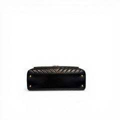 Chanel Large Coco Handle Chevron Calfskin Black