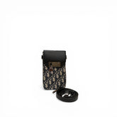 Dior Oblique Jacquard Vertical Phone Pouch with Leather Trim