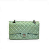 Chanel Medium Classic Flap Bag Patent Green Metallic