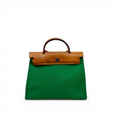 Hermes Herbag 31 Green STAMP Y