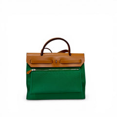 Hermes Herbag 31 Green STAMP Y