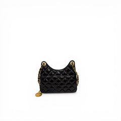 Chanel Small CC Hobo Bag Shiny Calfskin Black (Microchip)