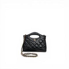 Chanel 31 Mini Clutch with Chain Shiny Lambskin Black