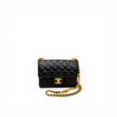 Chanel Mini Flap Bag with Letter Chain Lambskin Black