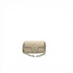 Gucci Super Mini GG Marmont Matelasse Bag White