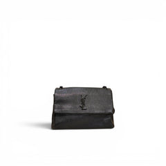YSL Saint Laurent Medium Niki Textured-Leather Messenger Bag Black