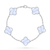 Van Cleef & Arpels Vintage Alhambra Bracelet, 5 Motifs, Chalcedony, White Gold