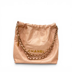Chanel Small 22 Bag Shiny Calfskin Pink (Microchip)