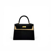 Hermes Kelly 25 Epsom Black Gold STAMP G