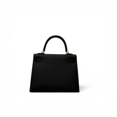 Hermes Kelly 25 Epsom Black Gold STAMP G