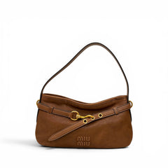 Miu Miu Aventure Nappa Leather Shoulder Bag Brown
