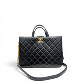 Chanel Black Leather Straight-Lined Shopper Tote