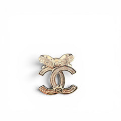 Chanel Bow Tie CC Logo Crystal Earrings