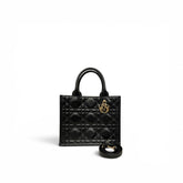Dior Small Book Tote Macrocannage Calfskin Black LGHW