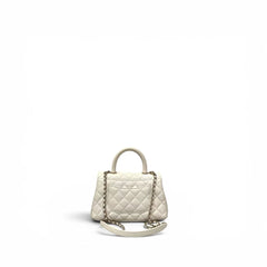 Chanel Small Coco Handle Caviar White GHW