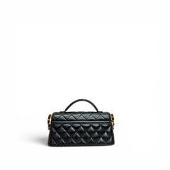 Chanel Mini Flap Bag with Top Handle Lambskin & Gold Black (Microchip)