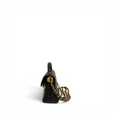Chanel Mini Flap Bag with Top Handle Lambskin & Gold Black (Microchip)