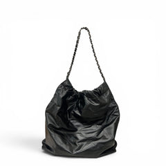 Chanel Large 22 Shiny Calfskin Black SHW (Microchip)