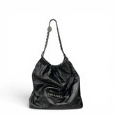 Chanel Large 22 Shiny Calfskin Black SHW (Microchip)