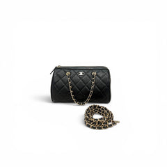 Chanel 25P Quilted Bowling Bag Lambskin Black LGHW (Microchip)