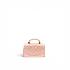 Chanel Top Handle Mini Flap Bag Lambskin pink LGHW (Microchip)